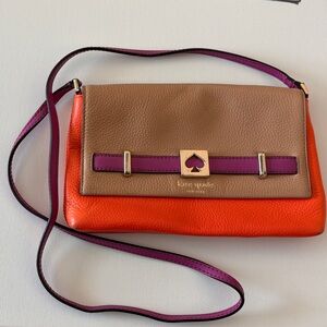 Kate Spade Vibrant Orange and Tan Crossbody Bag